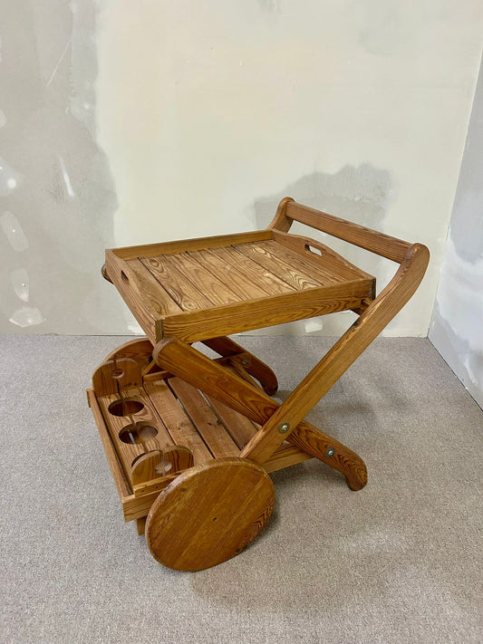 Retro Servierwagen aus Holz zusammenklappbar