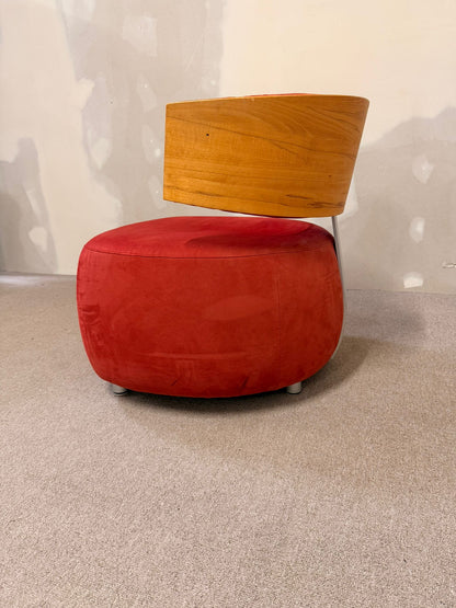 Boom Designer Sessel mit Rückenlehne Massivholz Buche rot