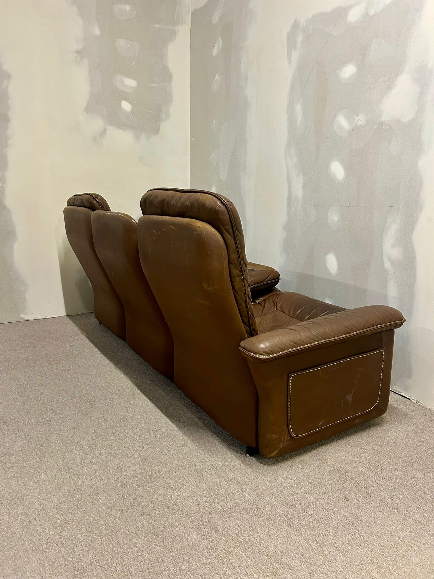 Vintage De Sede Ledersofa aus der Serie DS-66, 3er Sofa