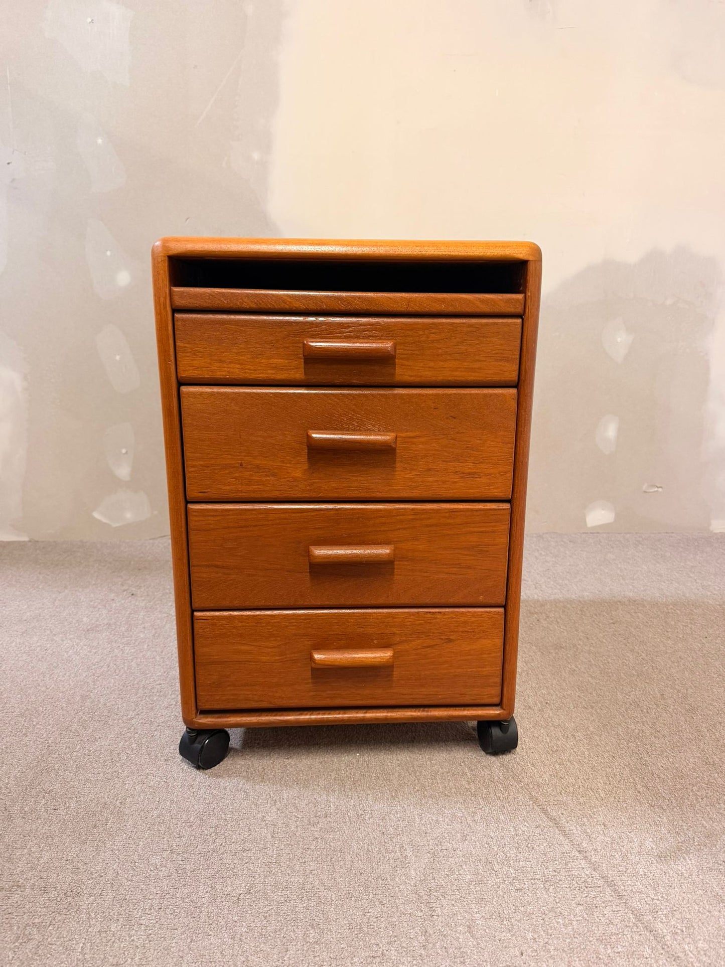 Vintage Teakholz Rollcontainer mit 4 Schubladen 1 Ablagefach