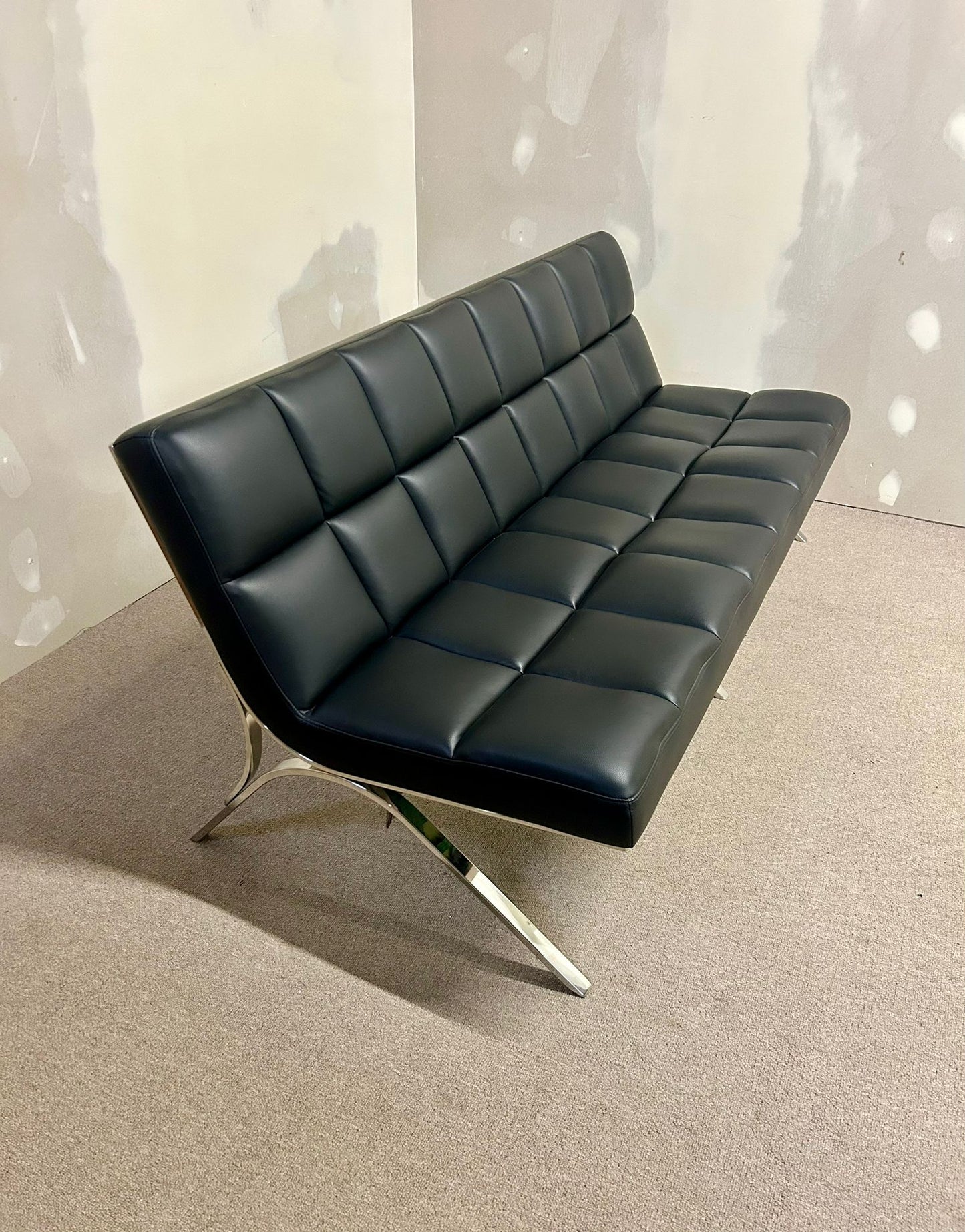 Designer Sofa , Sitzbank, Loungesofa, schwarz, Chromgestell