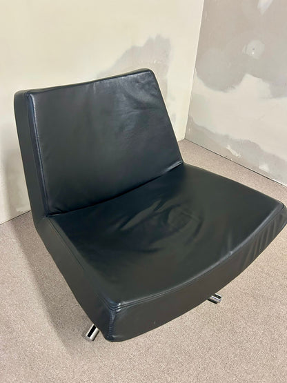 Designer Drehsessel aus Leder, schwarz, Loungesessel, Sessel