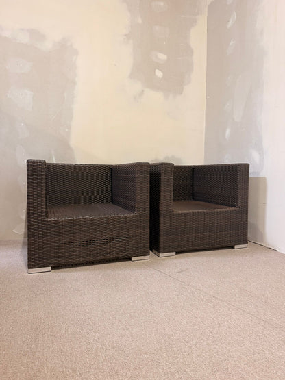 Loungesessel für Terrasse/Garten in braun aus Polyrattan