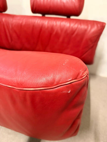 Rotes De Sede DS-140 Zweisitzer Sofa aus Leder