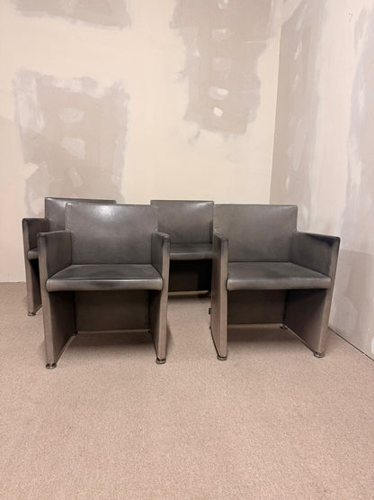 Italienische Design Leder Armlehnstühle Grau von Cappellini