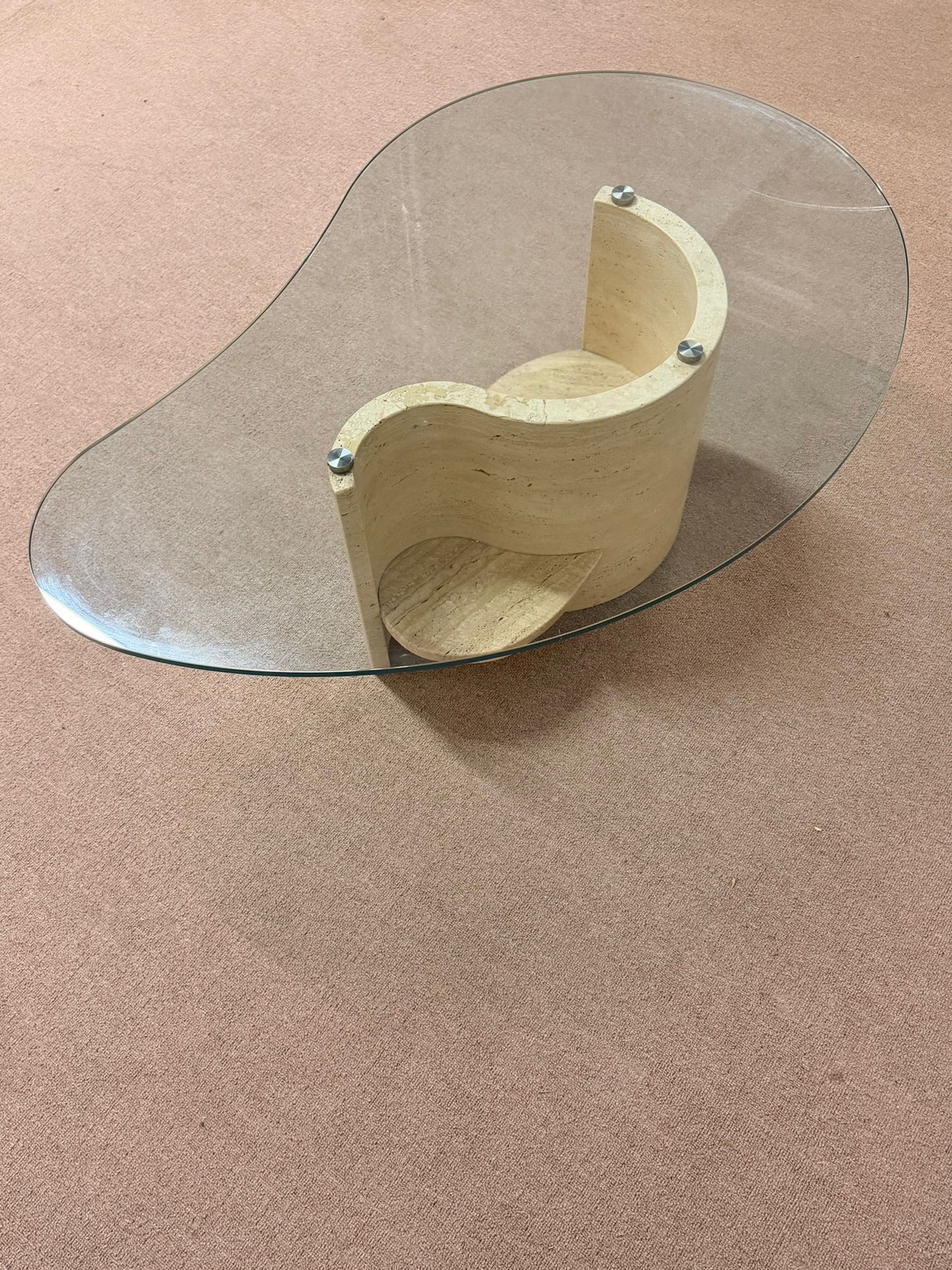 Travertin Couchtisch mit Glasplatte Coffee Table