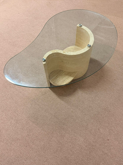 Travertin Couchtisch mit Glasplatte Coffee Table