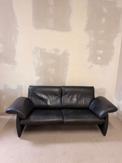 Schwarzes De Sede DS 10 Ledersofa in Schwarz