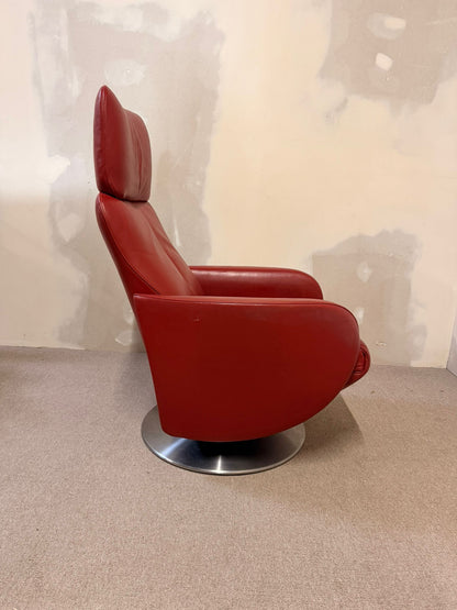 Roter Jori Relaxsessel mit Liegefunktion aus Leder