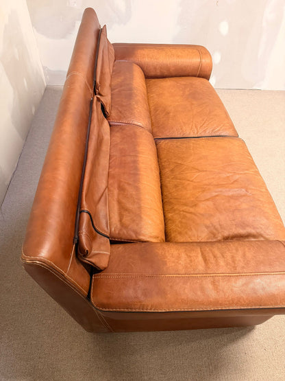 Vintage Sofa aus Leder von Josef Gobet in Cognacfarbe, Retro