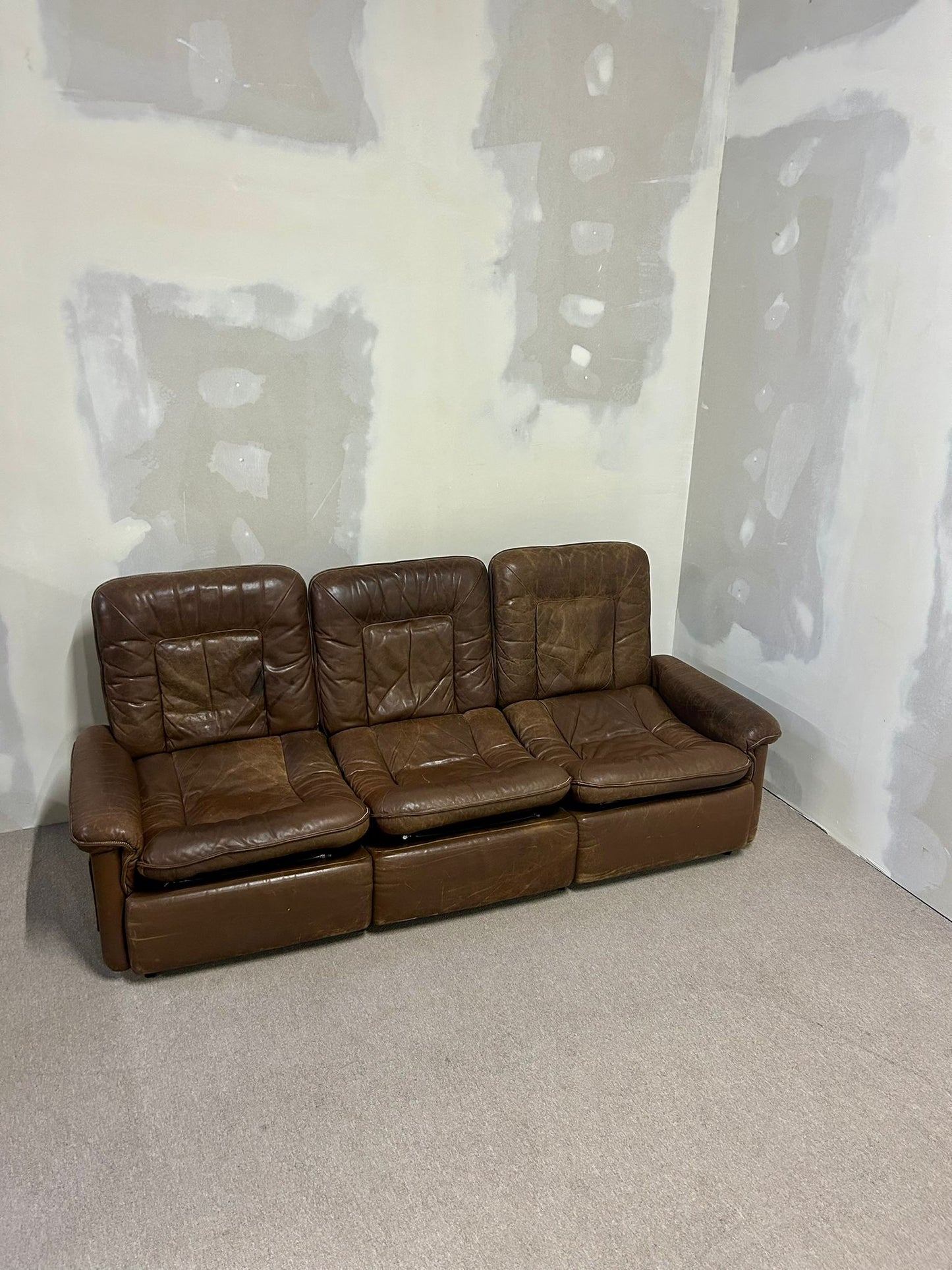 Vintage De Sede Ledersofa aus der Serie DS-66, 3er Sofa