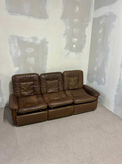 Vintage De Sede Ledersofa aus der Serie DS-66, 3er Sofa