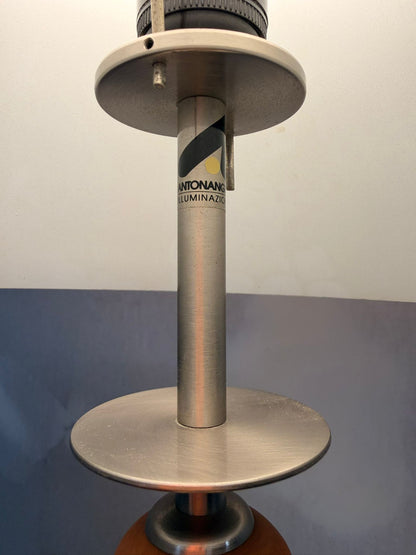 Vintage Tischlampe im Art Deco Stil mit weissem Lampenschirm