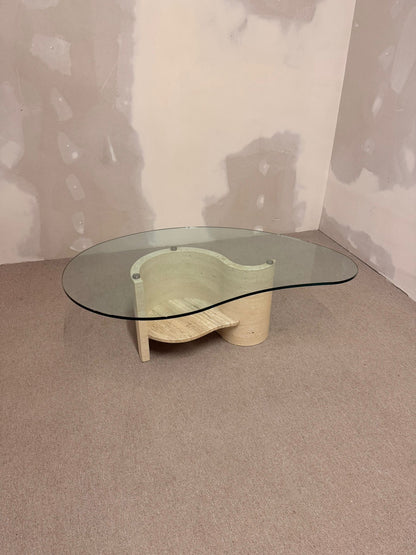 Travertin Couchtisch mit Glasplatte Coffee Table