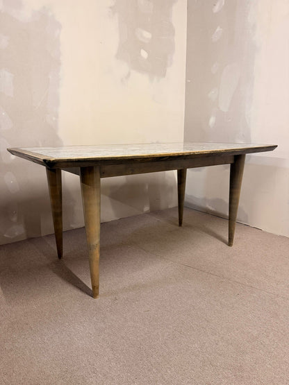 Vintage Esstisch aus Holz mit Granitplatte 60`s Design Tisch