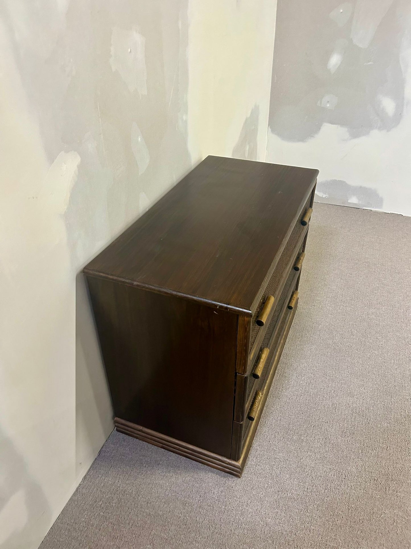 Vintage Rattan Bambus Kommode 3 Schubladen