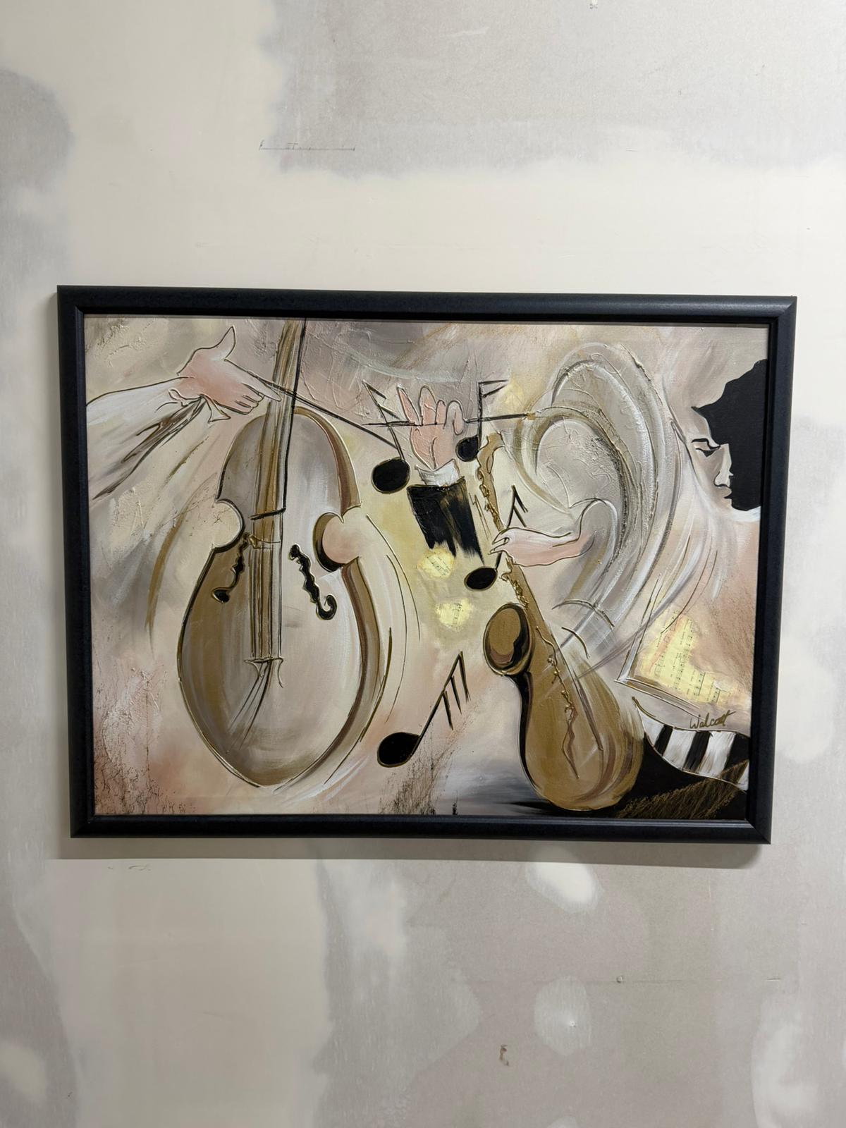 Gerahmtes Gemälde mit Jazz Motiv, Musik Kunstwerk, Bild