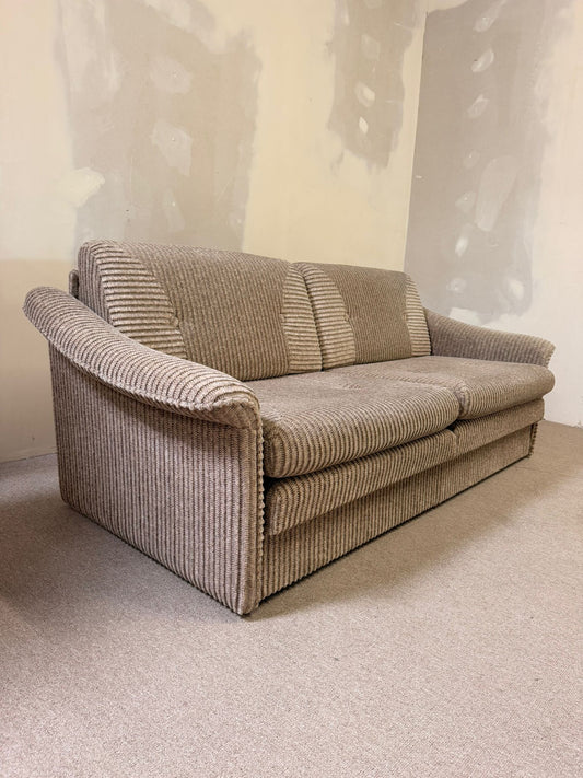Retro vintage Cord Schlafsofa / Bettsofa ausziehbar, beige