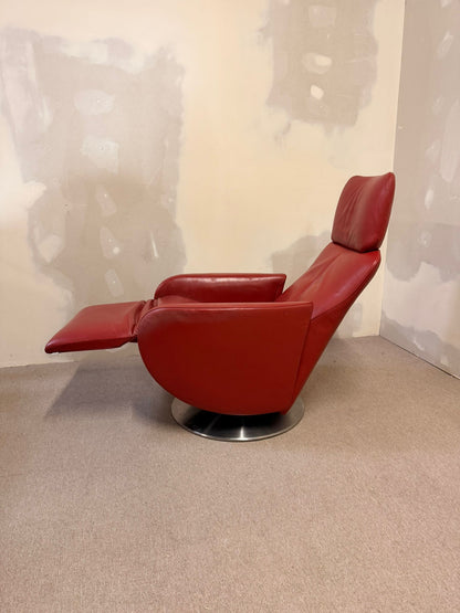 Roter Jori Relaxsessel mit Liegefunktion aus Leder