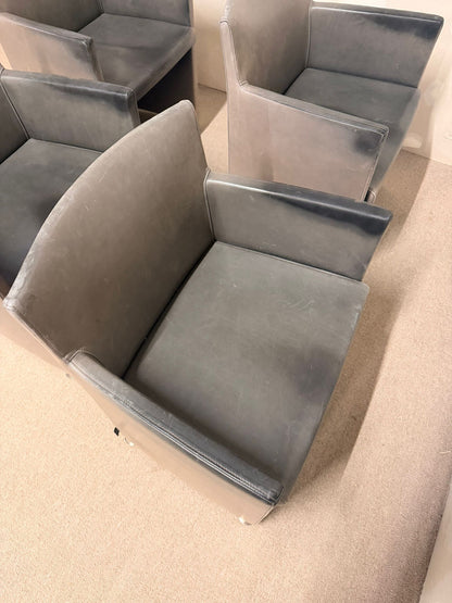 Italienische Design Leder Armlehnstühle Grau von Cappellini
