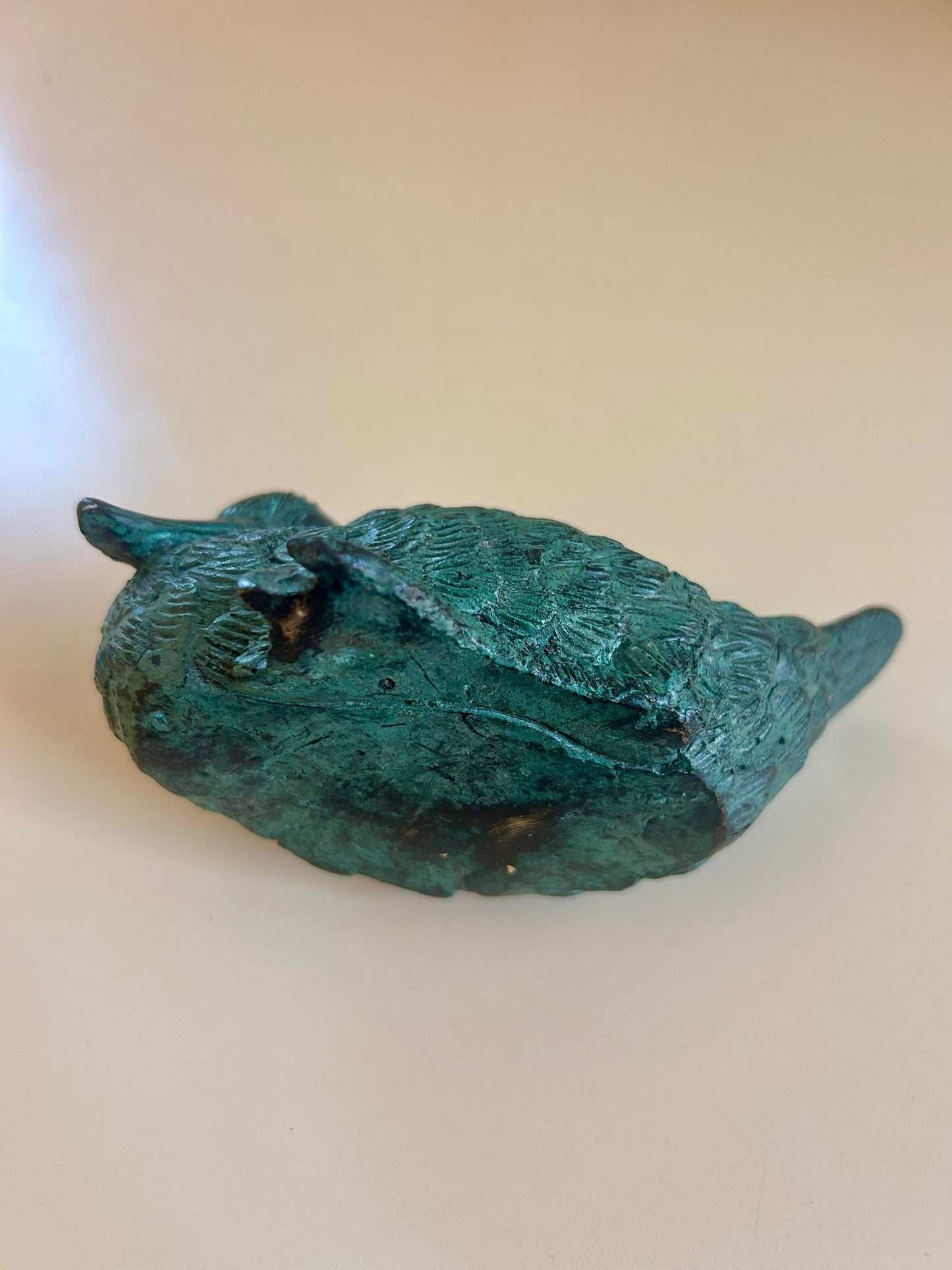 Vintage Deko-Ente aus Bronze in Grün, für Haus oder Garten