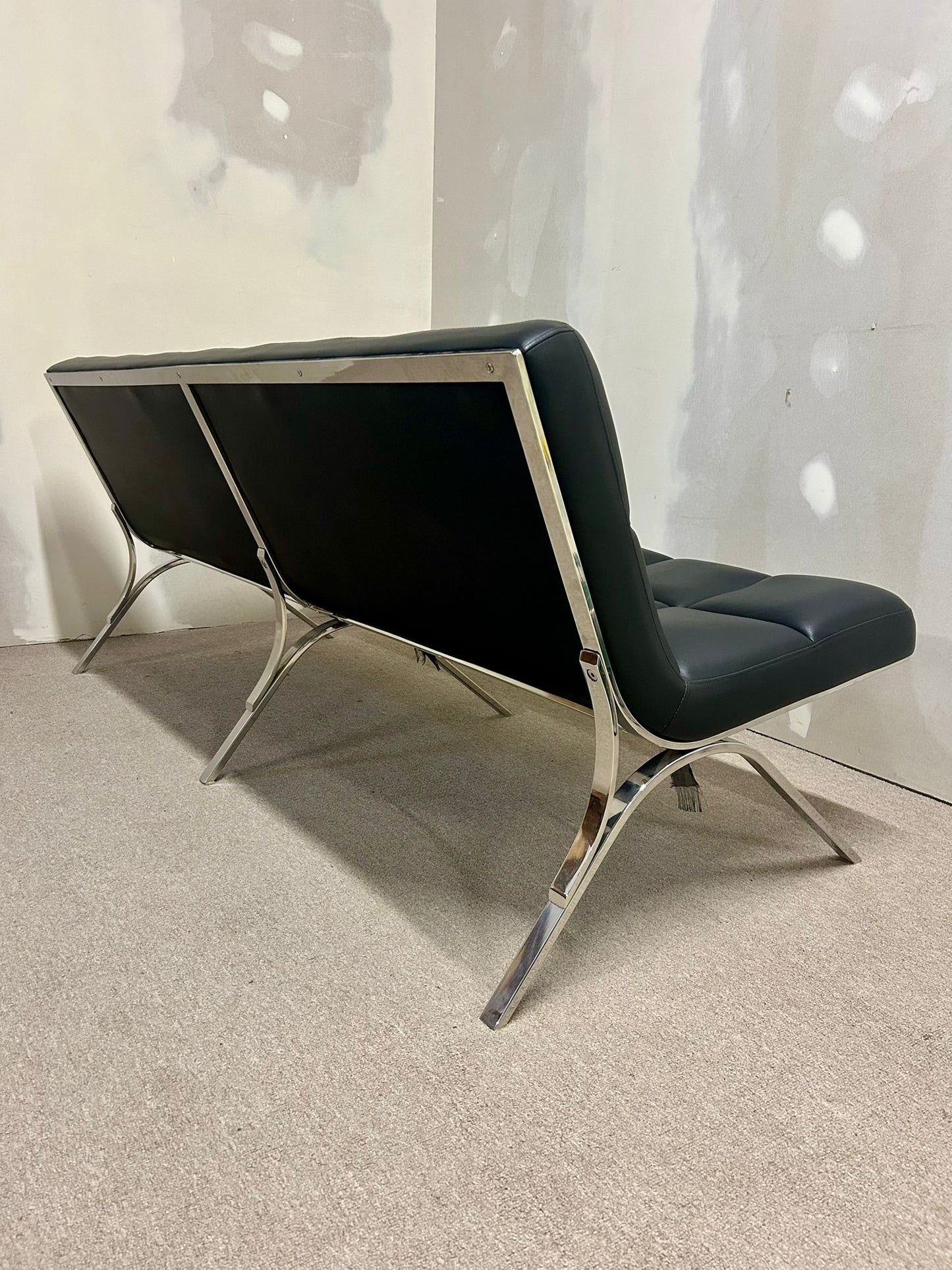 Designer Sofa , Sitzbank, Loungesofa, schwarz, Chromgestell