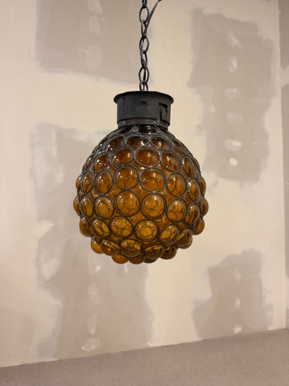 Italienische Design Hängelampe bernsteinfarbenem Muranoglas