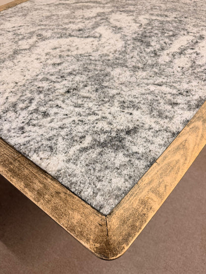 Vintage Esstisch aus Holz mit Granitplatte 60`s Design Tisch