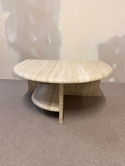 Italienischer Travertin Beistelltisch Naturstein Couchtisch