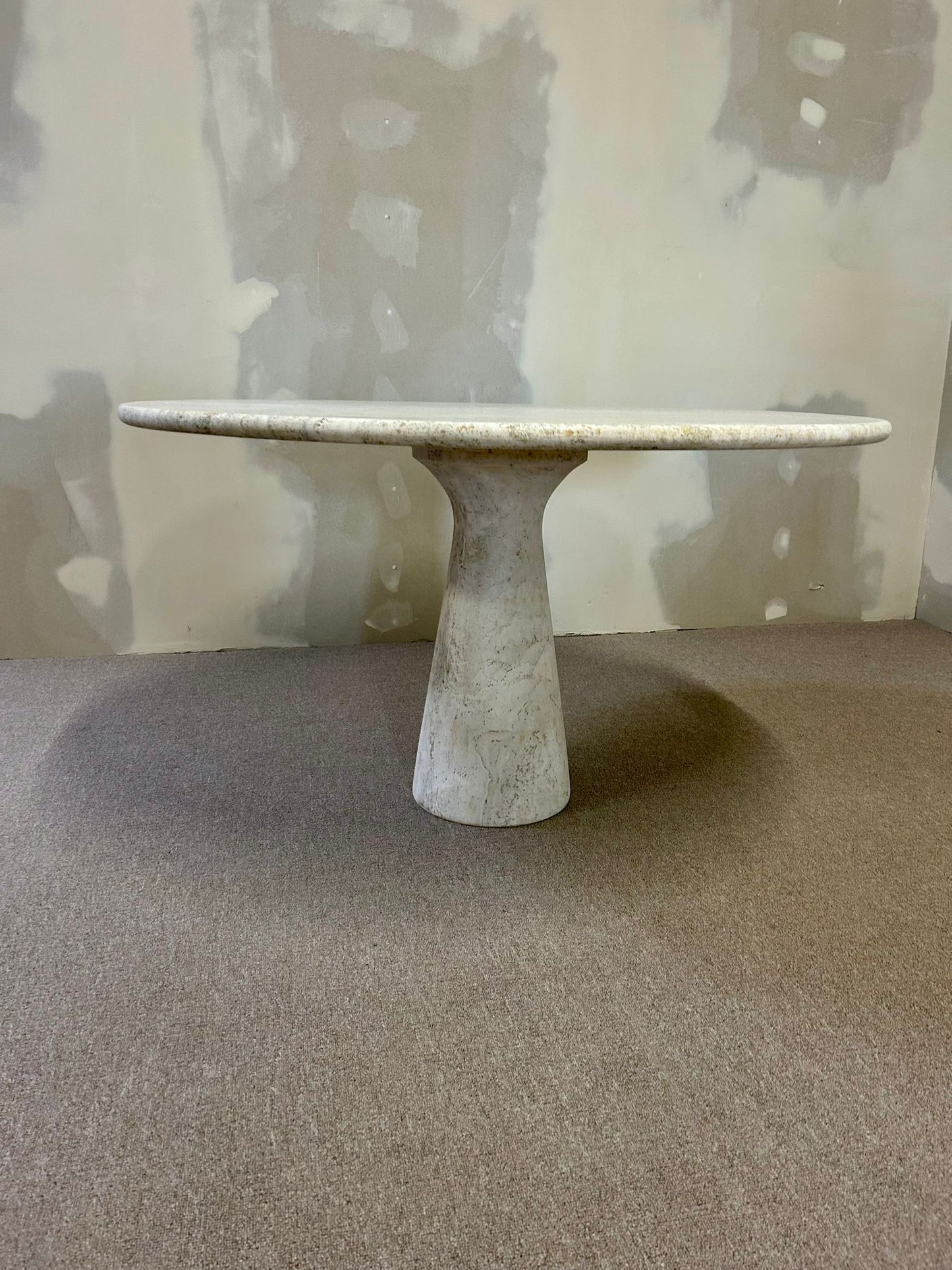 Runder Designer Travertin Esstisch Vintage 2-teilig