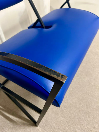 Blaue Designer Couch, Sofa, Bank 2-plätzig, Metallgestell