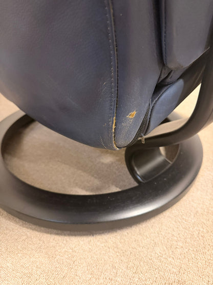 Ledersessel Relaxsessel von Stressless + Ottoman (L) in blau