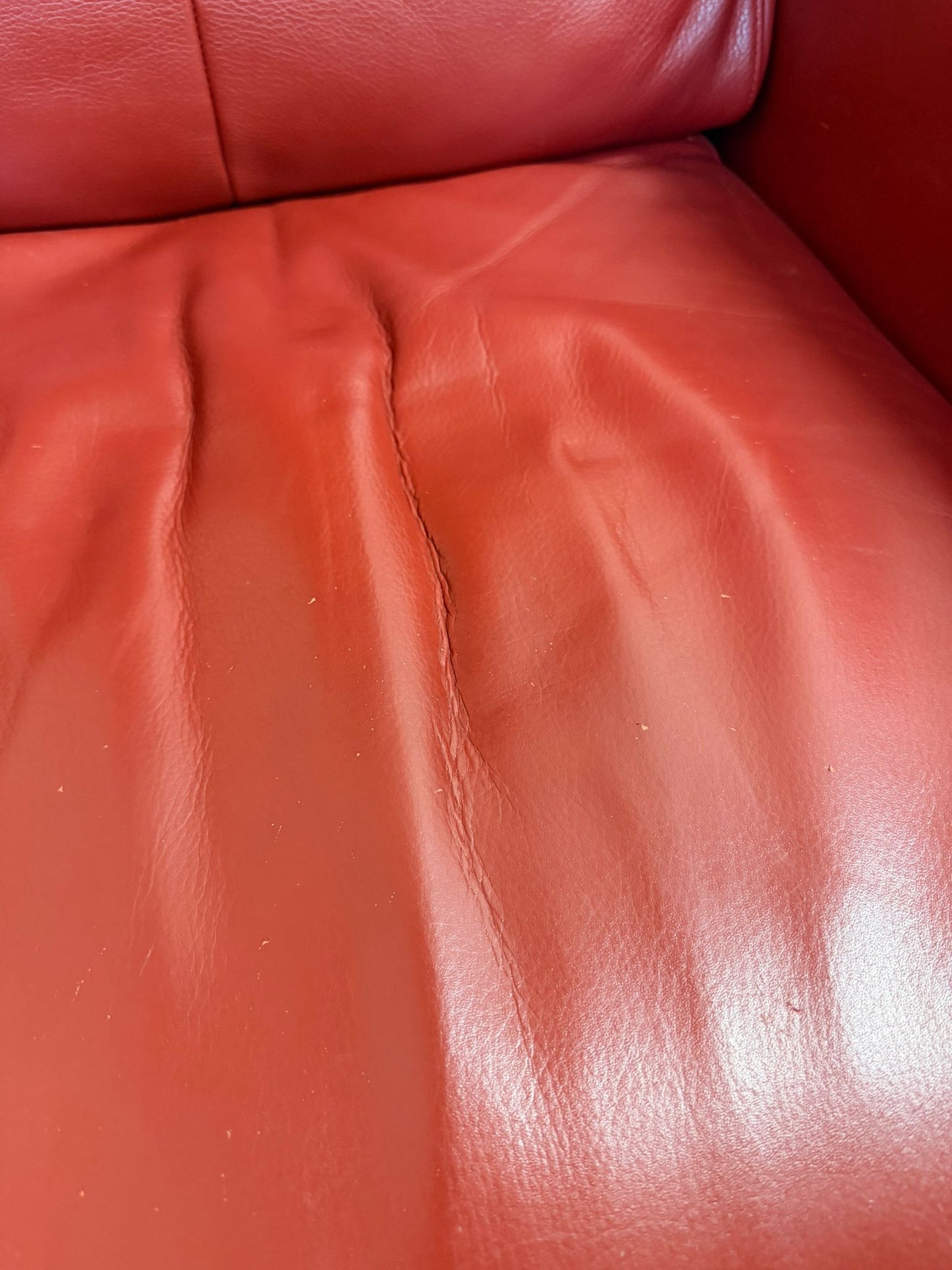 Roter Jori Relaxsessel mit Liegefunktion aus Leder