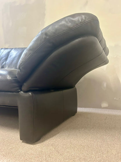 Brühl Prelude Designer Leder Sofa 3-sitzer Echtleder schwarz