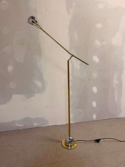 Stylische vintage Stehlampe, Gold/Chrome aus Messing