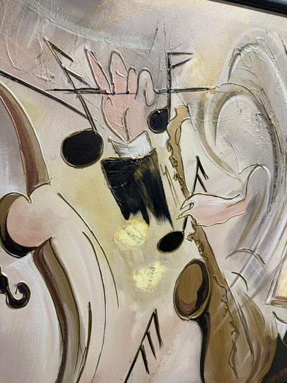 Gerahmtes Gemälde mit Jazz Motiv, Musik Kunstwerk, Bild