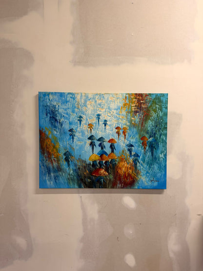 Leinwand Regen Kunstwerk angelehnt an Olha Darchuk