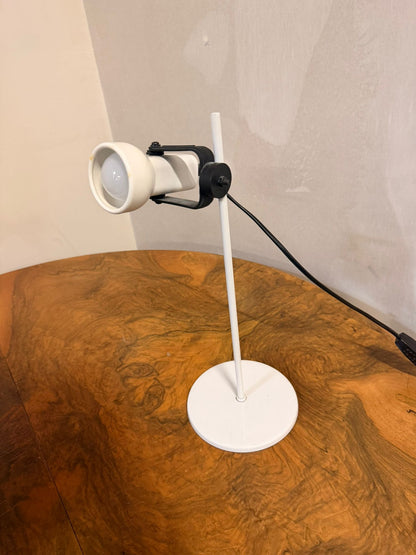 Vintage Schreibtischlampe aus weissem Metall, retro Design