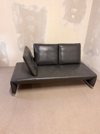 Koinor 2er Designersofa Ramon aus  Leder Grau, Metallfüsse