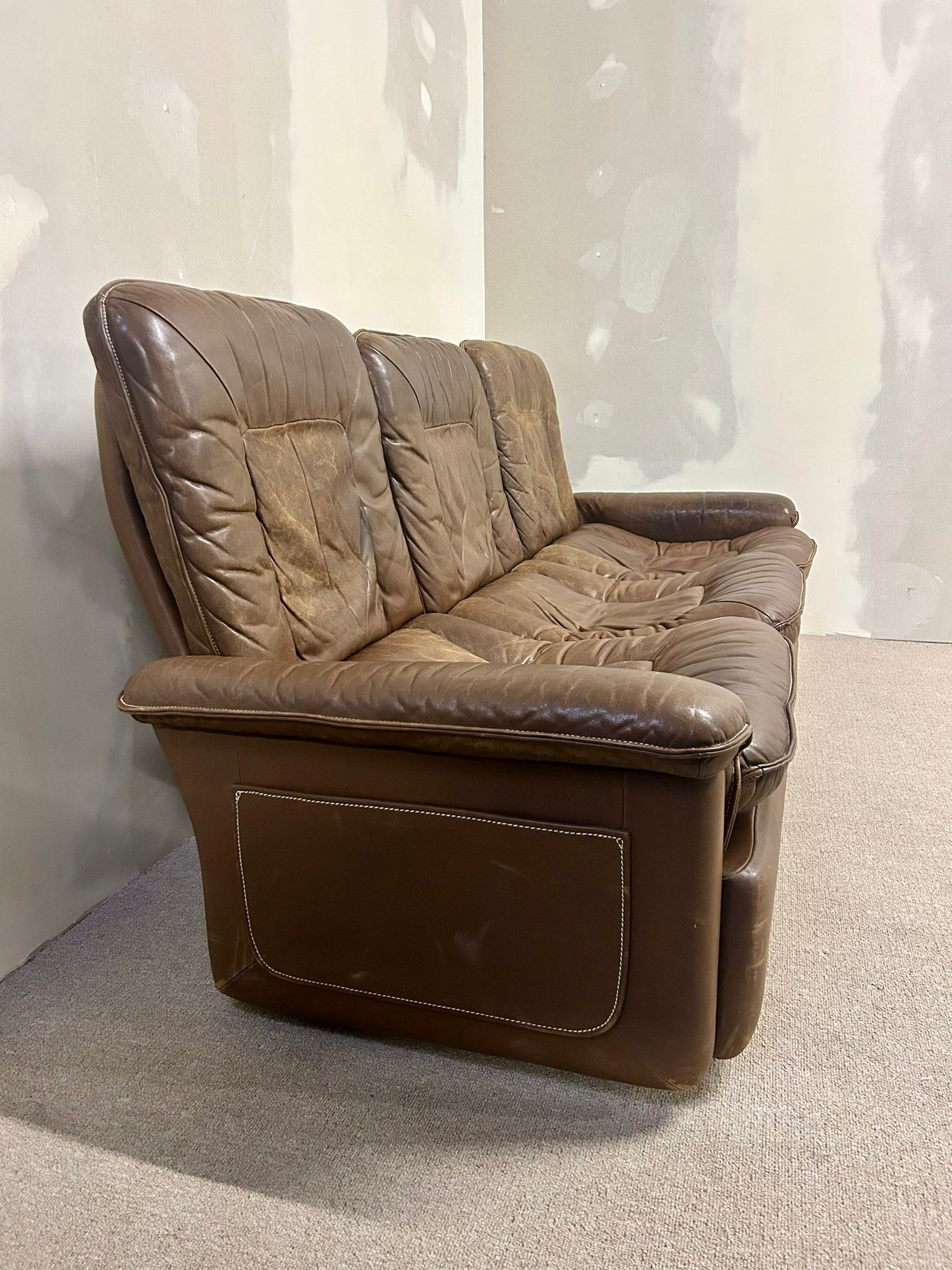 Vintage De Sede Ledersofa aus der Serie DS-66, 3er Sofa