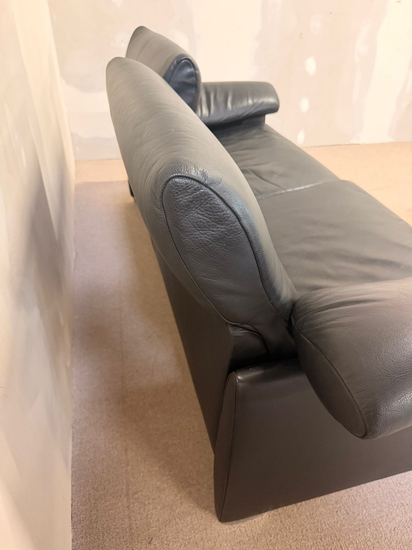 Schwarzes De Sede DS 10 Ledersofa in Schwarz