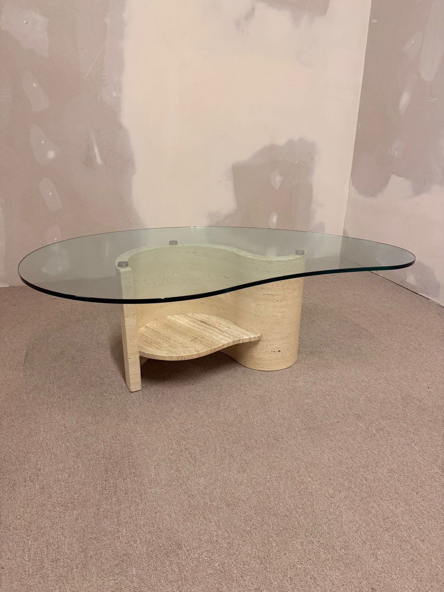 Travertin Couchtisch mit Glasplatte Coffee Table