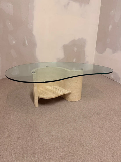 Travertin Couchtisch mit Glasplatte Coffee Table
