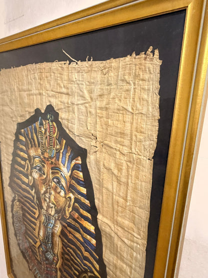 Pharao Tutanchamun Maske Bild auf Papyrus, Rahmen goldfarbig