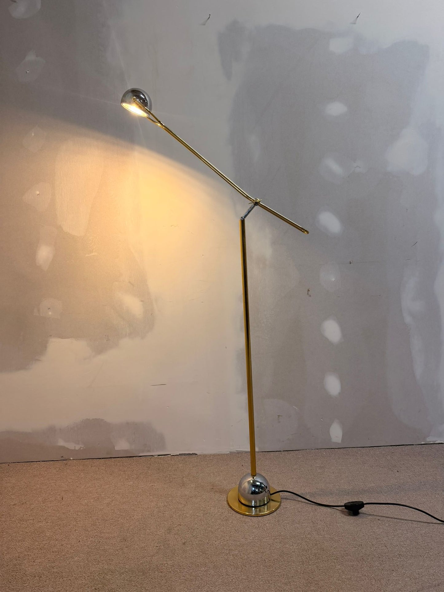 Stylische vintage Stehlampe, Gold/Chrome aus Messing