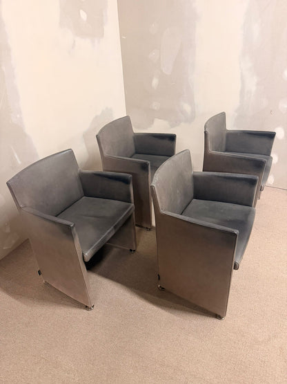 Italienische Design Leder Armlehnstühle Grau von Cappellini