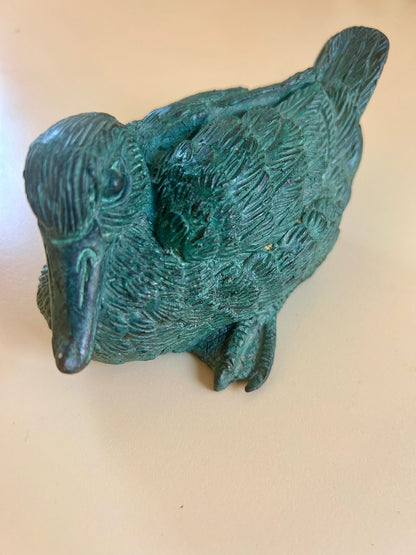 Vintage Deko-Ente aus Bronze in Grün, für Haus oder Garten