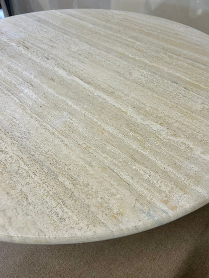 Runder Designer Travertin Esstisch Vintage 2-teilig