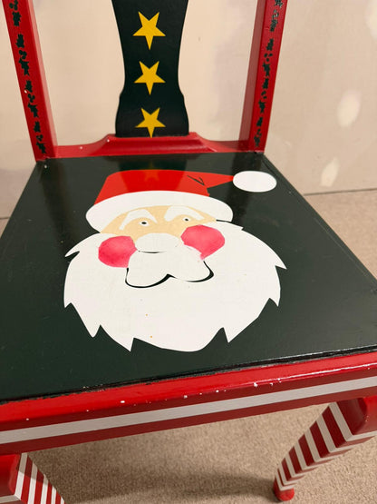 Weihnachtlicher Stuhl aus Holz, Nikolaus,Weihnachtsmann,Deko