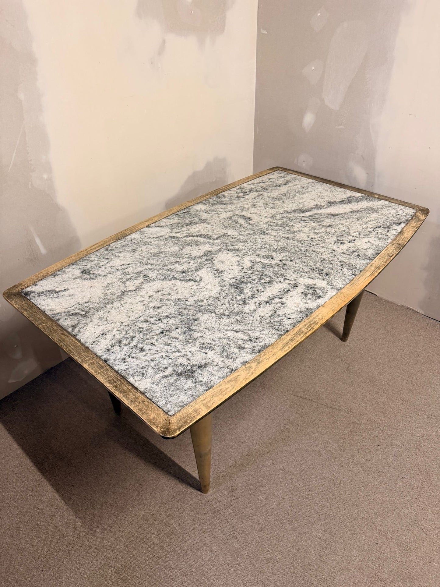 Vintage Esstisch aus Holz mit Granitplatte 60`s Design Tisch